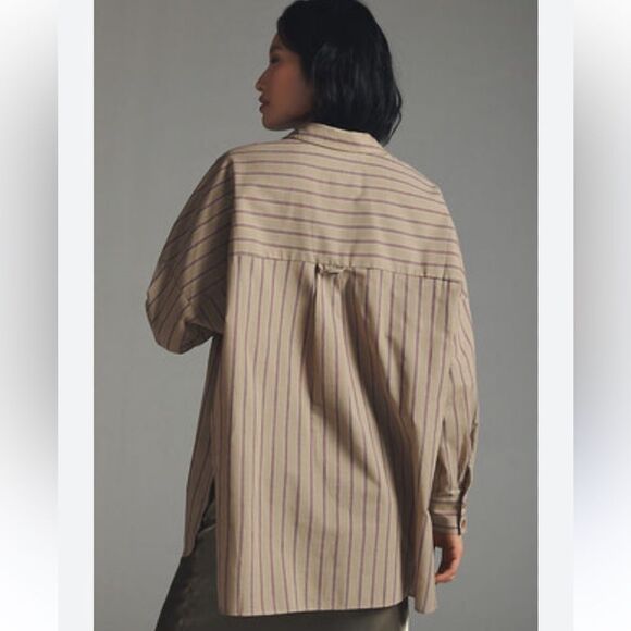 Anthropologie Pilcro Striped Ocersized Boyfriend Button Down - Picture 7 of 10
